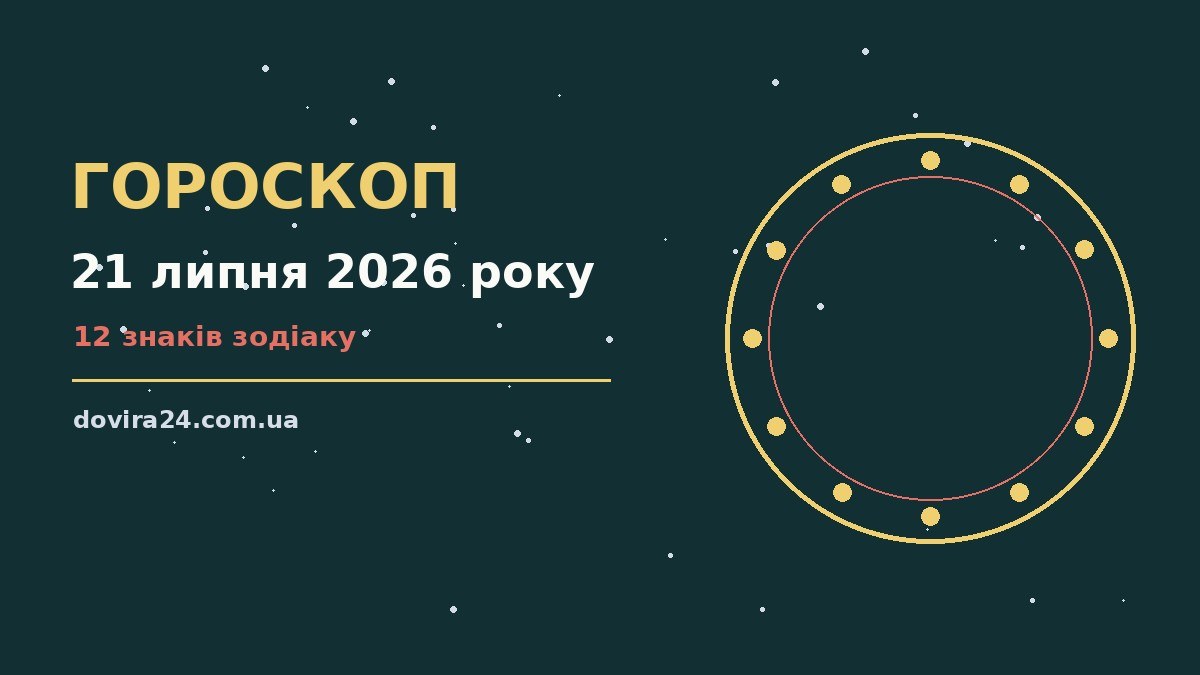 Зодіакальний коло на тлі ранкового неба, ілюстрація до гороскопу на 21 липня 2026 року