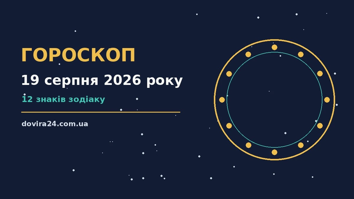 Гороскоп на 19 серпня 2026 року: символічне зображення зодіакального кола у м'яких серпневих відтінках