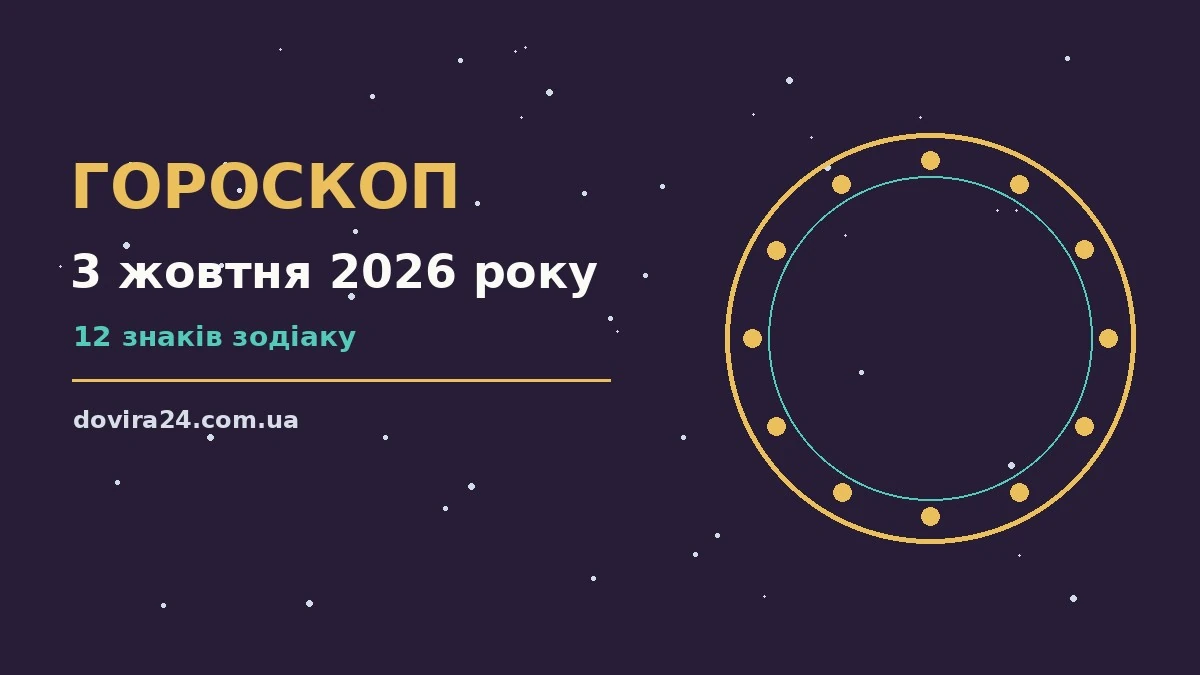 Щоденний гороскоп на 3 жовтня 2026 року з символами знаків зодіаку